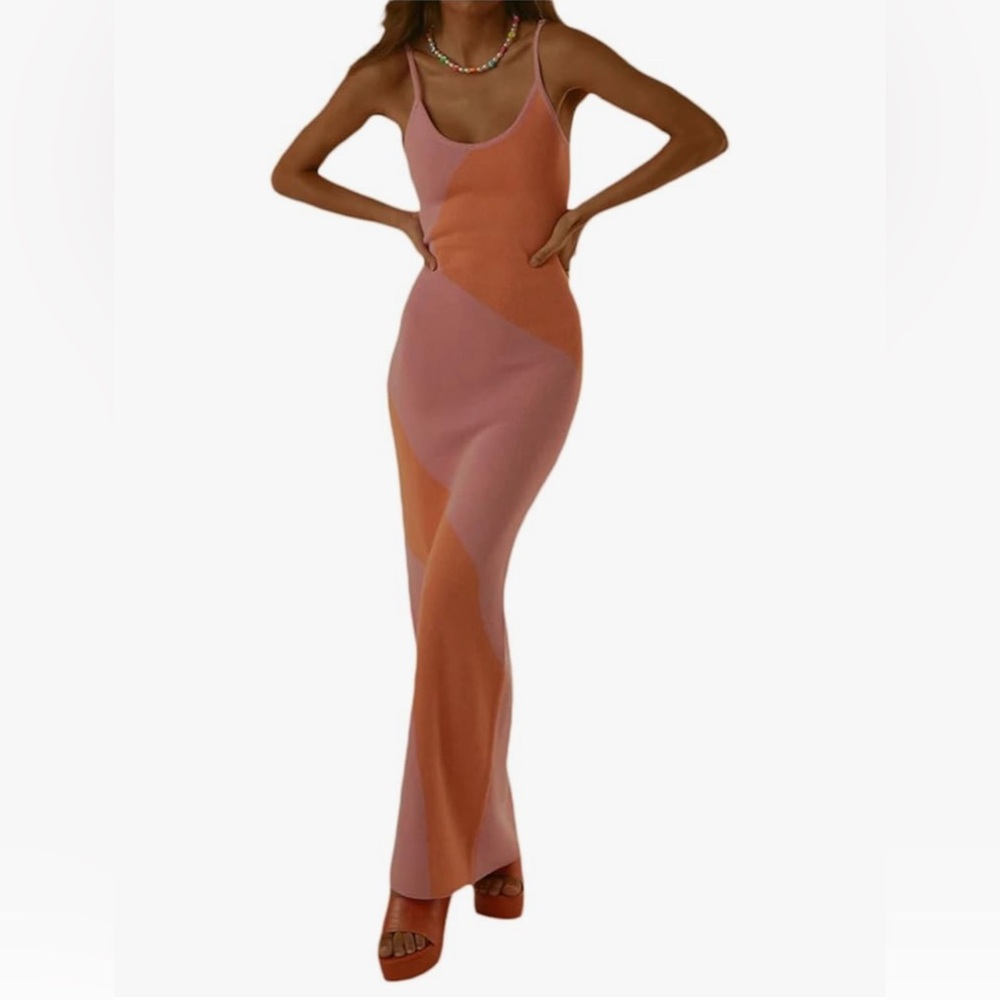 Y2K Pink and Orange Bodycon Dress